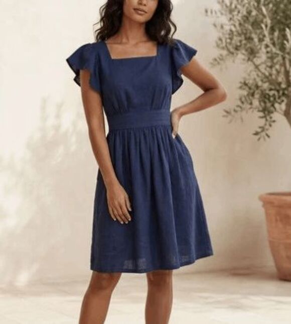 SeamsFriendly Dresses & Skirts - SeamsFriendly Women's Size 42" Navy Blue Square Open Back Tie Back Dress